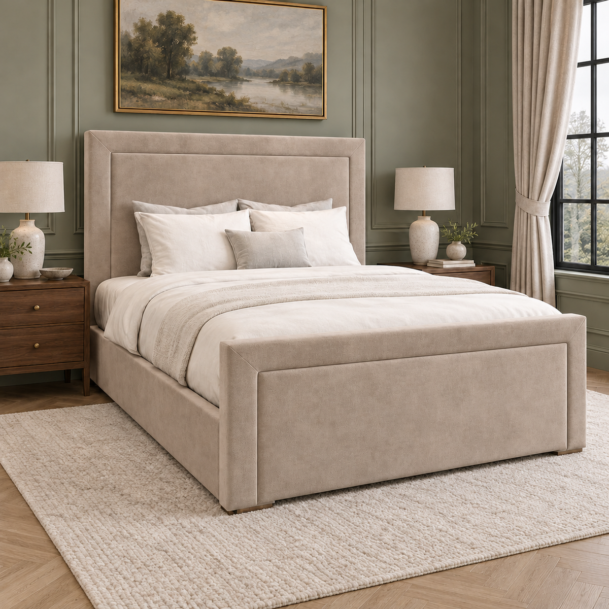 Heathrow Plain Panel Upholstered Bed Frame