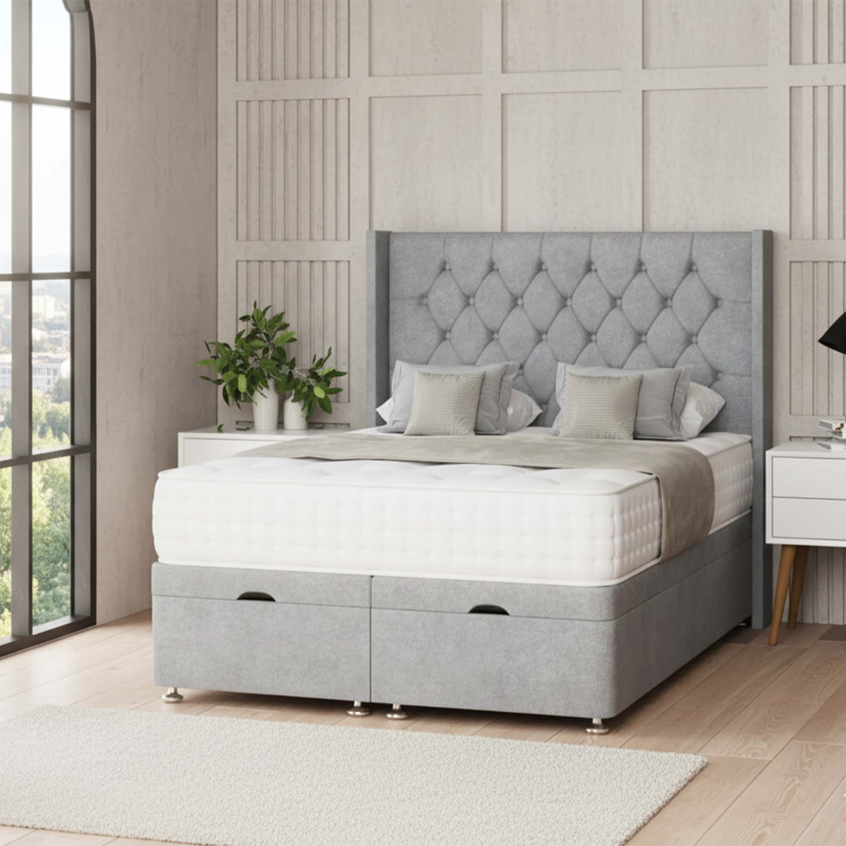 Oliver Chesterfield Winged Divan Ottoman Bed