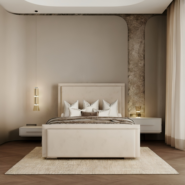 Marcie Plain Upholstered Bed With Bumper Bar