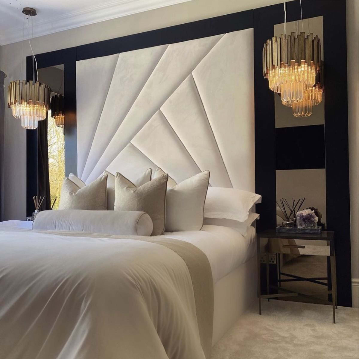 Lunar Luxury Bed Frame Plush Velvet Fabric
