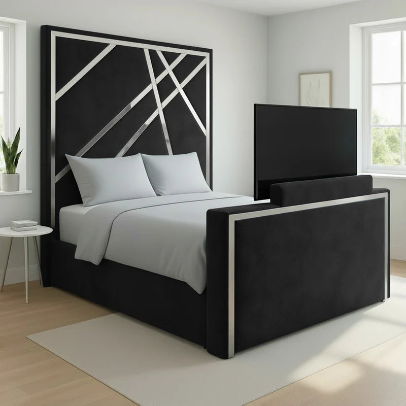Tipsy TV Bed Frame with Silver Stripes