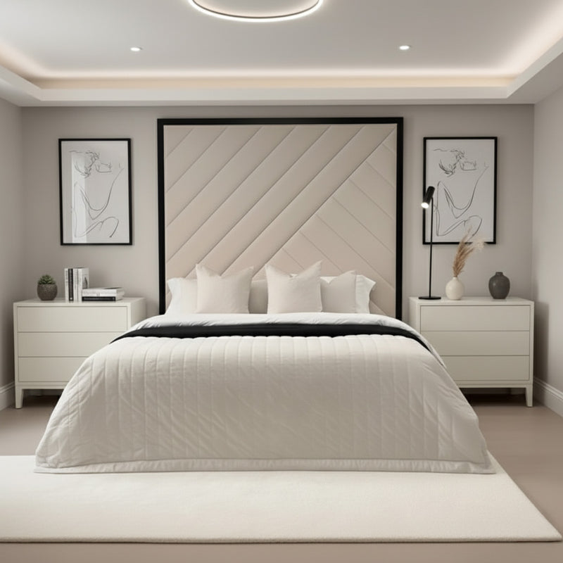 Kelly Luxury Upholstered Bed Frame with Black Border