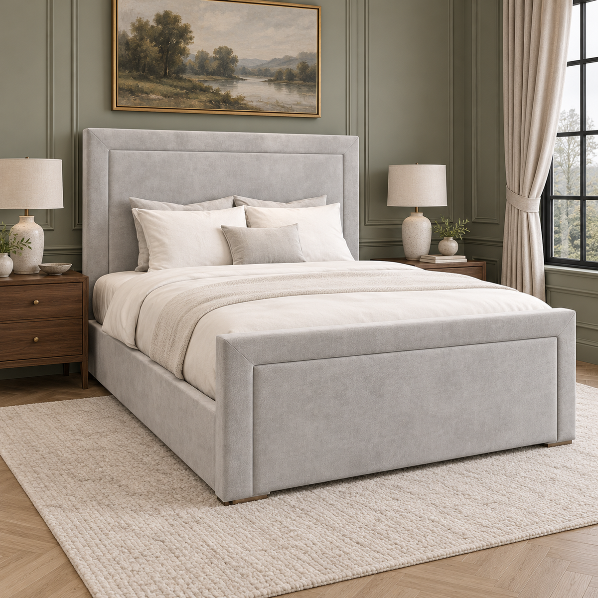 Heathrow Plain Panel Upholstered Bed Frame