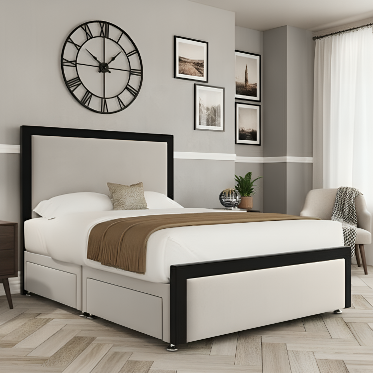 Leo Divan Bed Frame with Golden Border – Emperor Beds